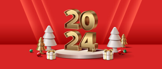 2023 Metal number. Extend wishes for  Happy New Year and Christmas Festive spirit. 3d Vector Illustration.