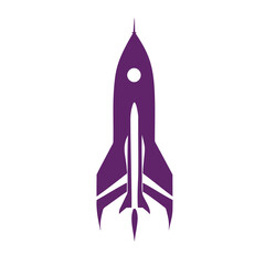 simple illustration o f rocket in purple