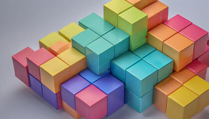 Fototapeta na wymiar colorfull cubes as abstract 3d geometry background illustration generative ai