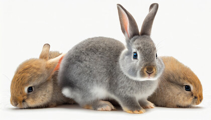 gray rabbit bunny baby isolated on white background
