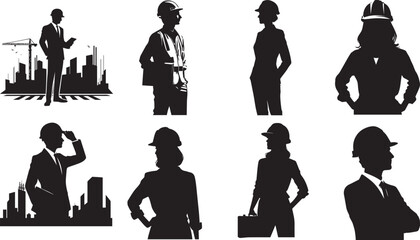 Engineer Silhouette Vector On White Background SVG