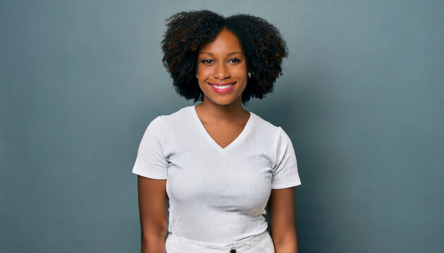young african american woman wearing casual white t shirt with a happy and cool smile on face lucky person
