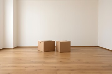 cardboard box on the floor in an empty room