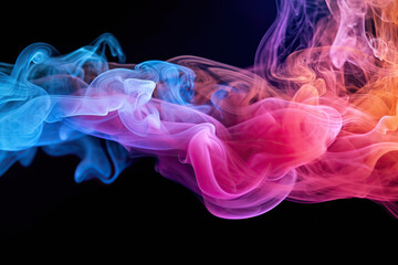 Vibrant Multicolored Smoke Swirls on a Black Background