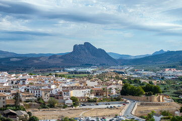 Panoramic view of the historical Andalusian city in Antequera, Spain