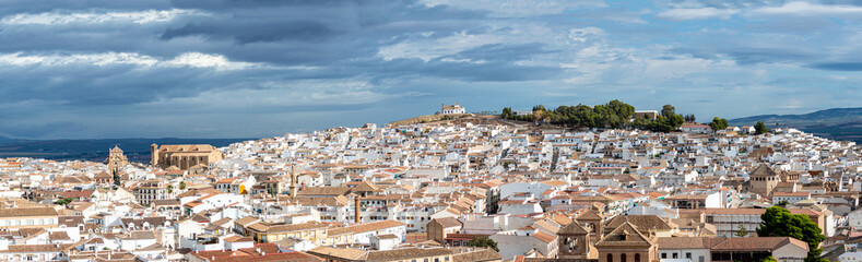 Panoramic view of the historical Andalusian city in Antequera, Spain