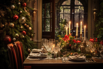 Fototapeta na wymiar Christmas dinner table