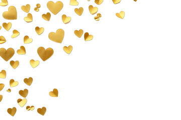 Elegant gold heart paper scattered On Transparent Background