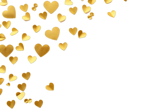 Elegant gold heart paper scattered On Transparent Background - Powered by Adobe