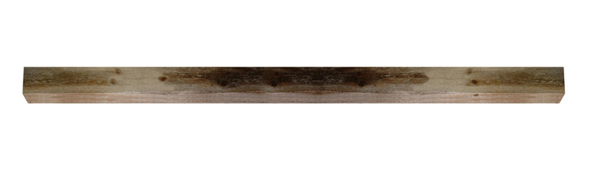 Budget cheap beam , long horizontal ceiling board made of spruce , on a transparent background - obrazy, fototapety, plakaty