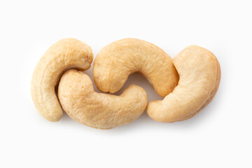 Dried cashew nuts. Macro shot. Raw snack. Pile cashew nuts without shell. Whole nut kernels	
