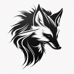 Fox Face Line Art: Striking Black and White Vector Logo