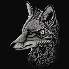 Artistic Fox Emblem: Unique Line Art Vector Logo