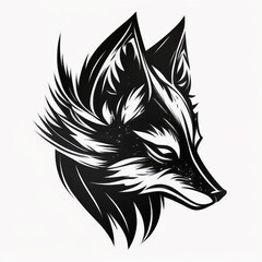 Fox Spirit: Captivating Black and White Vector Logo