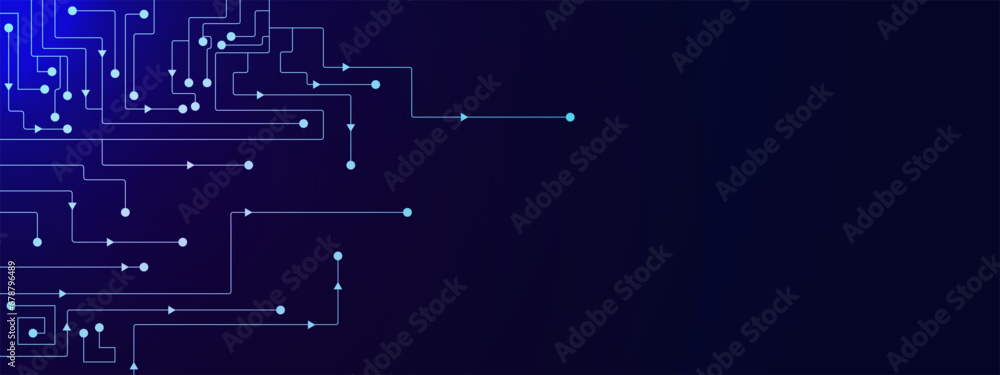 Poster abstract geometric with connecting dots and lines. circuit board technology. network connection and 
