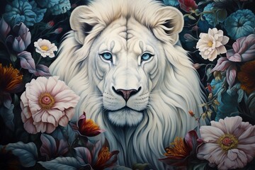 Portrait of a white lion