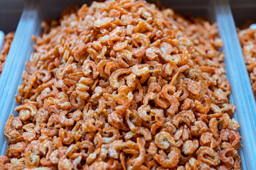 Bangkok, Thailand - December 1, 2023: Thai street food, fresh fruits, drink, ice cream and smoothies, with varieties of the tasty food, selling along the road side at Chatuchak weekend market. 