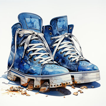 watercolor Skate Shoe clipart, Generative Ai