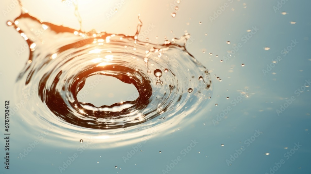 Poster dynamic moment of a drop of water in the middle of a splash