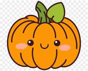 Cute pumpkin character isolated  on png for Thanksgiving  elements 