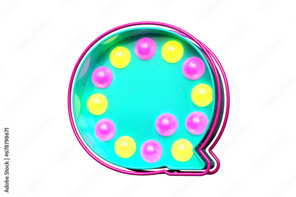 Poster 1990s style typography character q. light bulb marquee letters. high quality 3d rendering.
