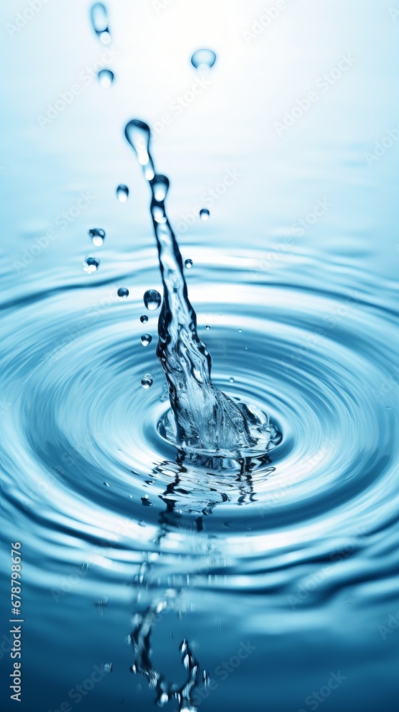 Poster dynamic moment of a drop of water in the middle of a splash
