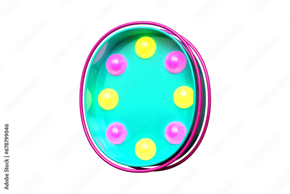Poster 80s style font 3d digit number 0. light bulb marquee typeset. high quality 3d rendering.