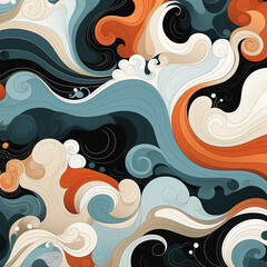 Curve wave seamless pattern abstract background