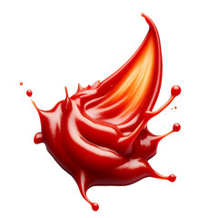 red drops and splashes of ketchup or sauce isolated on transparent background. - obrazy, fototapety, plakaty