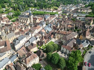 Fototapeta premium Sarlat la Caneda Dordogne, town centre France drone,aerial