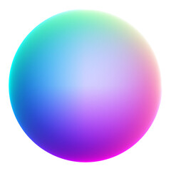Holographic 3D shape isolated on a transparent background. Trendy abstract geometric design element in blue, purple, and pink colors.