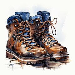 watercolor Snow Boot clipart, Generative Ai