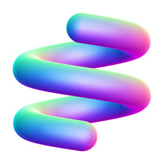 Holographic 3D shape isolated on a transparent background. Trendy abstract geometric design element in blue, purple, and pink colors.