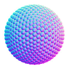 Holographic 3D shape isolated on a transparent background. Trendy abstract geometric design element in blue, purple, and pink colors.