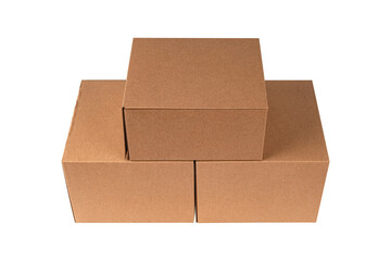 Parcel box or cardboard box isolated on white background.