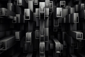 Monochrome 3D block pattern with light accents