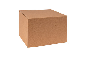 Parcel box or cardboard box isolated on white background.