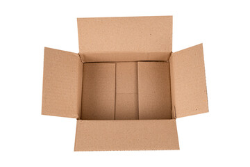 Parcel box or cardboard box isolated on white background.