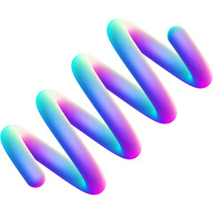 Holographic 3D shape isolated on a transparent background. Trendy abstract geometric design element in blue, purple, and pink colors.