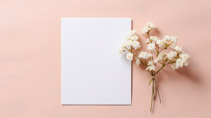 Empty greeting card mockup with flower bouquet