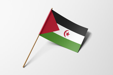 Western Sahara flag of small paper, isolated on white background