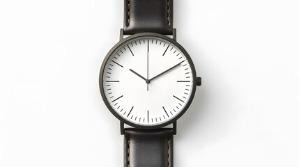 Minimalistic wristwatch mockup on white surface