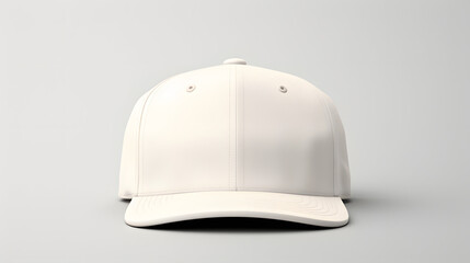 Blank white snapback hat mockup on plain background