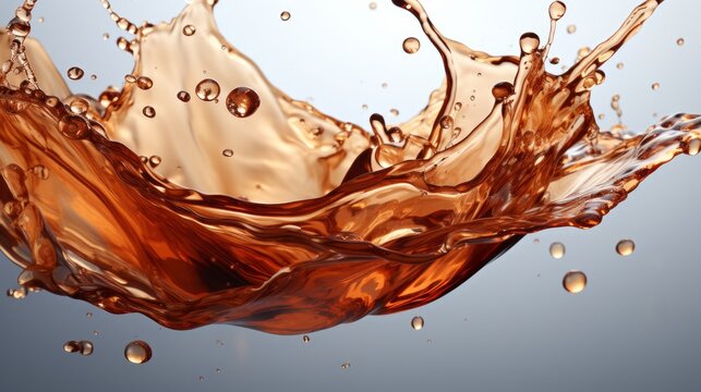 Close-up shot of a realistic coffee splash with swirling patterns. AI generate illustration