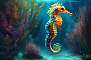 Fototapeta na wymiar seahorse in the sea