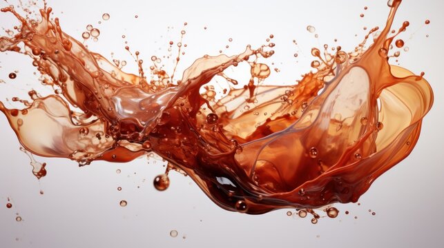 Close-up shot of a realistic coffee splash with swirling patterns. AI generate illustration