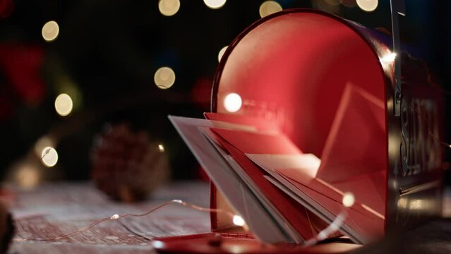 santa letterbox full of Christmas letters 