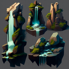 Immersive Nature Design: Stylized Waterfall Zone Concepts