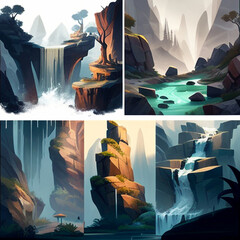 Tranquil Waters: Premium Concepts for Stylized Waterfall Zones