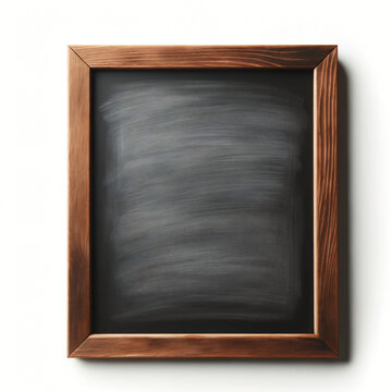 An image of an empty chalkboard with a wooden frame, suitable for writing messages or for decoration in various settings.